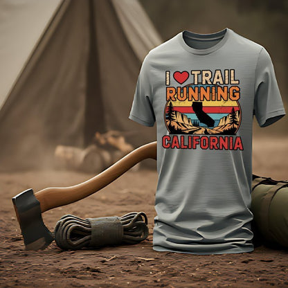 "I Love Trail Running" California Graphic T-Shirt - T-Shirt Dark - Sloth & Duck