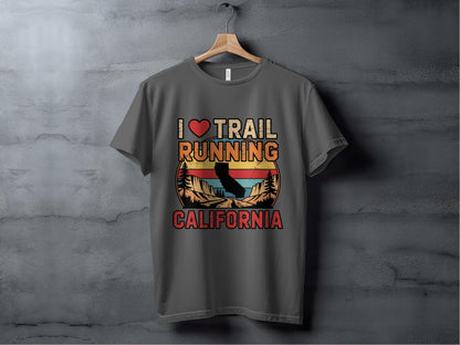 "I Love Trail Running" California Graphic T-Shirt - T-Shirt Dark - Sloth & Duck