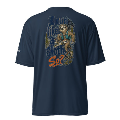 I Run Like a Sloth. So? Performance T-Shirt -Navy - Sloth & Duck