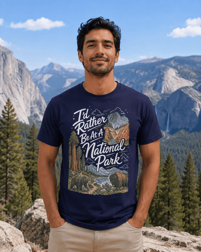 I'd Rather Be At A National Park T-shirt -Black - Sloth & Duck