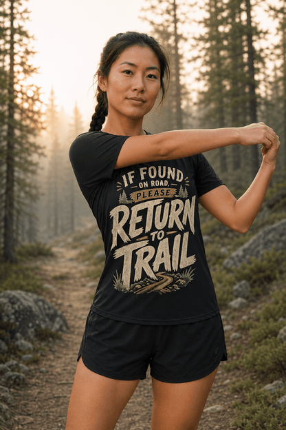 If Found on Road, Please Return to Trail Performance T-Shirt | Sloth & Duck -graphite - Sloth & Duck