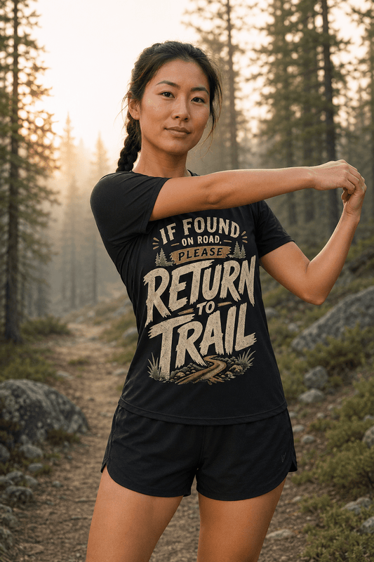 If Found on Road, Please Return to Trail Performance T-Shirt | Sloth & Duck -graphite - Sloth & Duck
