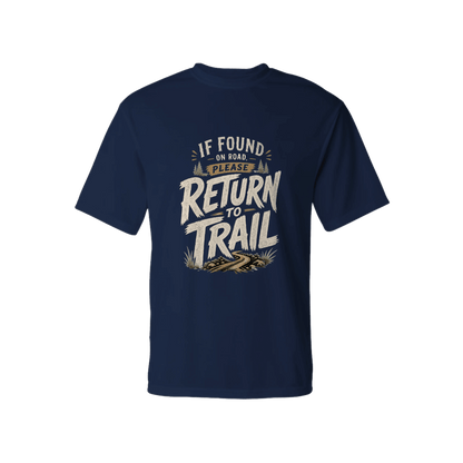 If Found on Road, Please Return to Trail Performance T-Shirt | Sloth & Duck -Navy - Sloth & Duck