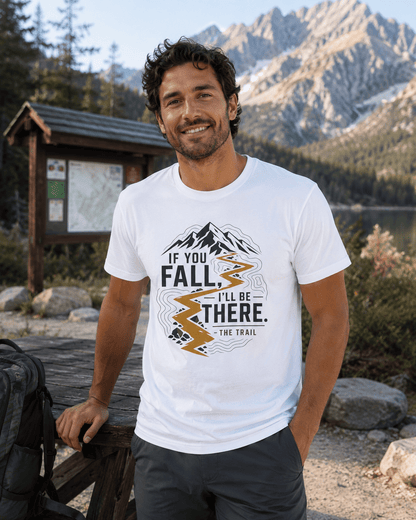 If You Fall, I'll Be There Trail T-Shirt -White - Sloth & Duck