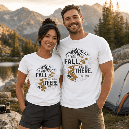 If You Fall, I'll Be There Trail T-Shirt -White - Sloth & Duck