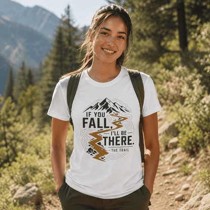 If You Fall, I'll Be There Trail T-Shirt -White - Sloth & Duck