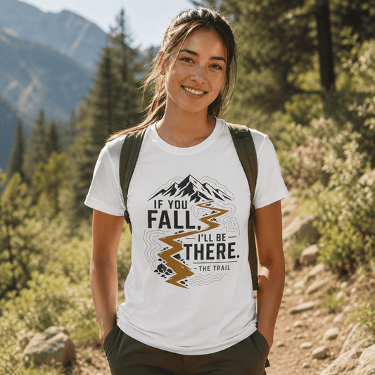 If You Fall, I'll Be There Trail T-Shirt -White - Sloth & Duck