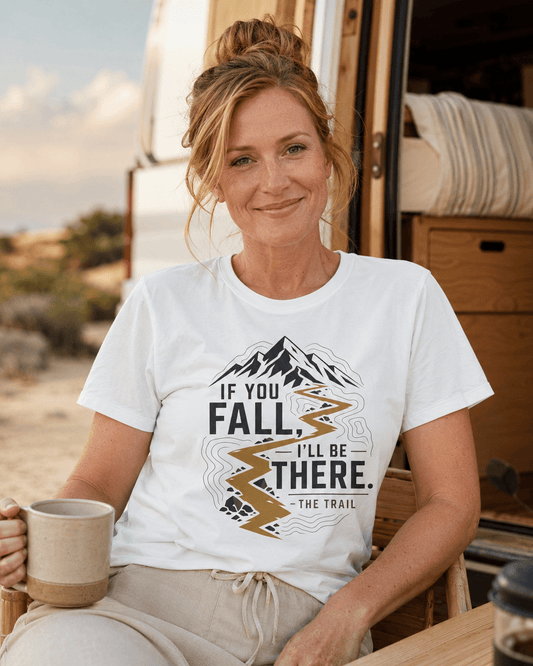 If You Fall, I'll Be There Trail T-Shirt -White - Sloth & Duck