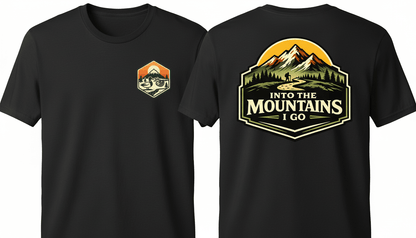 Into the Mountains I Go Tee — Premium Vintage Mountain Graphic Shirt - White - Sloth & Duck