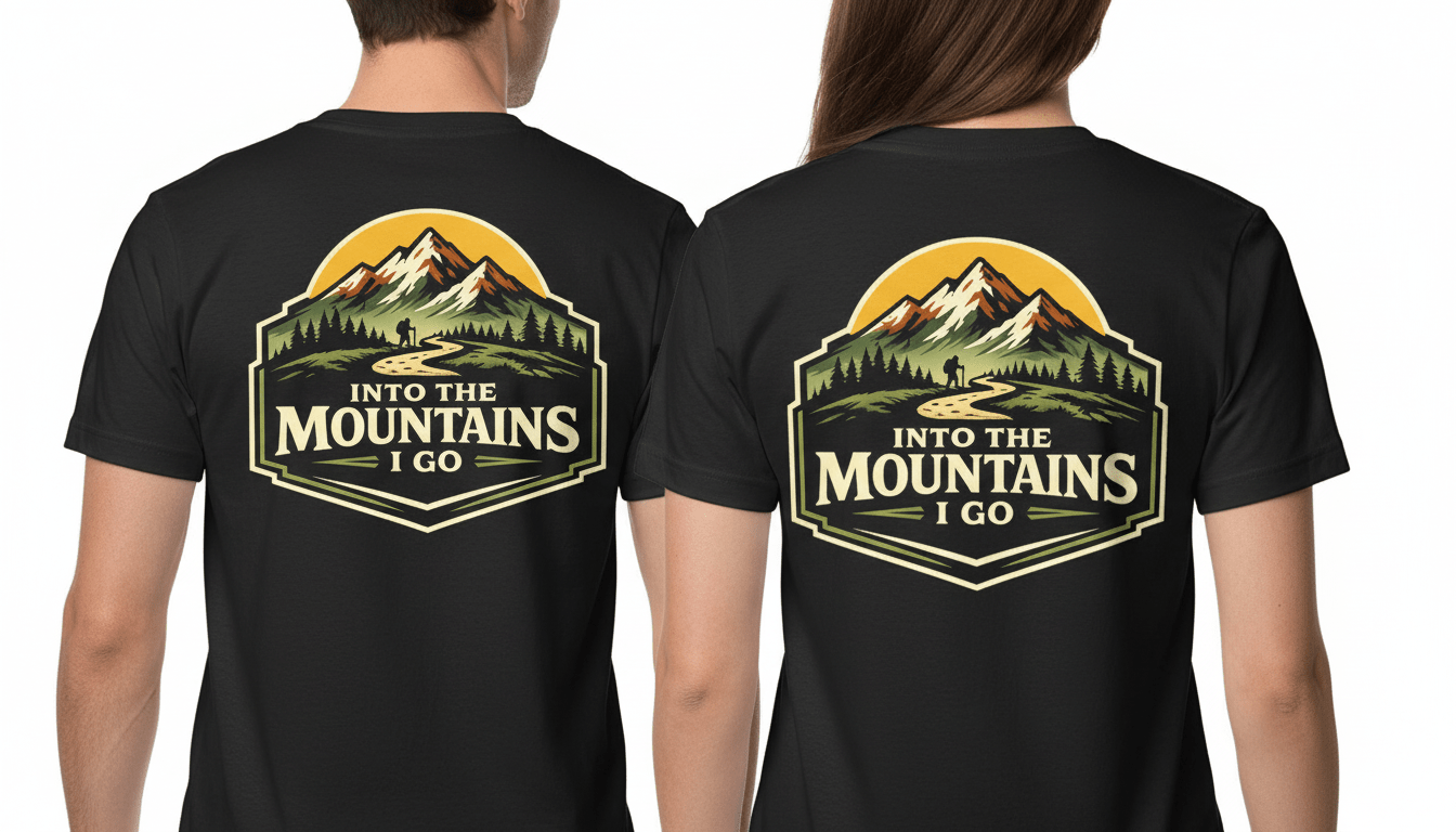 Into the Mountains I Go Tee — Premium Vintage Mountain Graphic Shirt - Maroon - Sloth & Duck