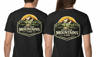 Into the Mountains I Go Tee — Premium Vintage Mountain Graphic Shirt - Maroon - Sloth & Duck