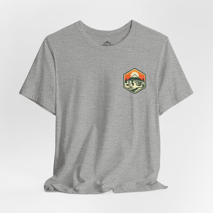 Into the Mountains I Go Tee — Premium Vintage Mountain Graphic Shirt - Athletic Heather - Sloth & Duck