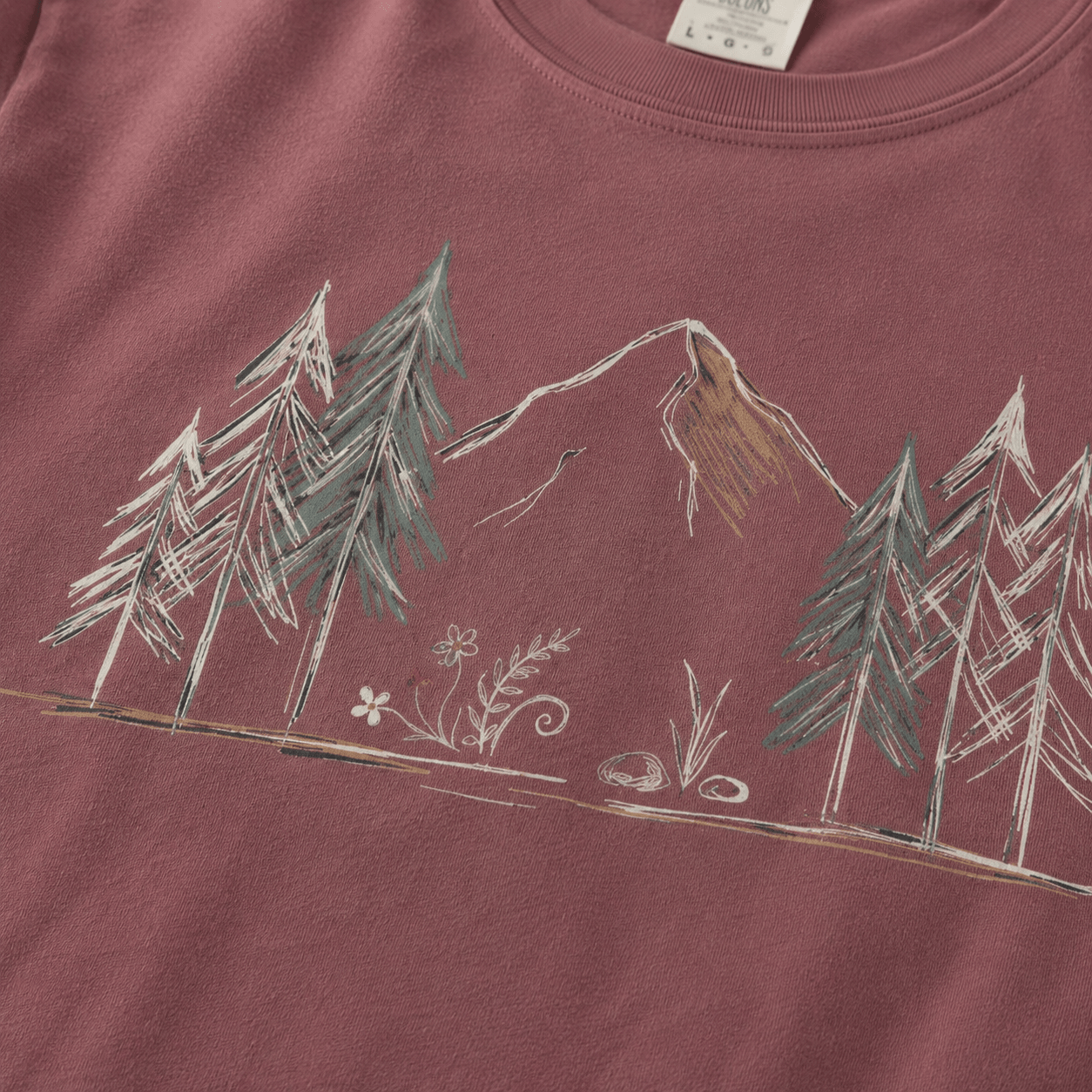 Into the Pines Mountain Sketch T-Shirt | Sloth & Duck -Black - Sloth & Duck