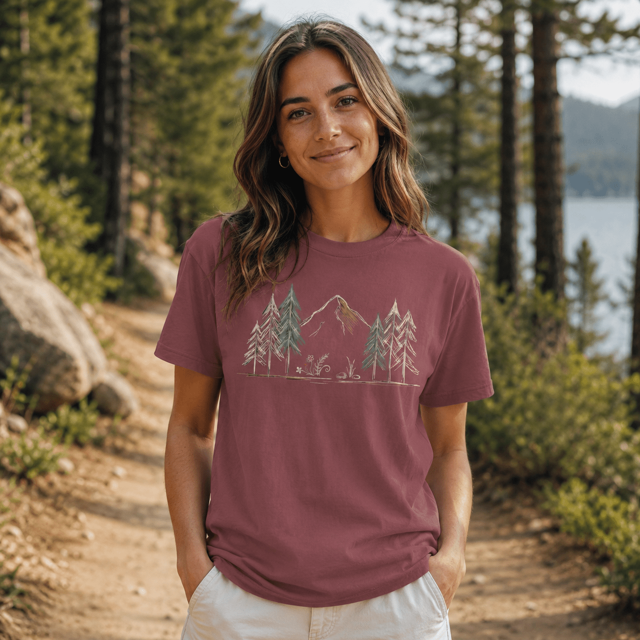 Into the Pines Mountain Sketch T-Shirt | Sloth & Duck -Black - Sloth & Duck
