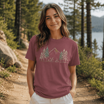 Into the Pines Mountain Sketch T-Shirt | Sloth & Duck -Black - Sloth & Duck