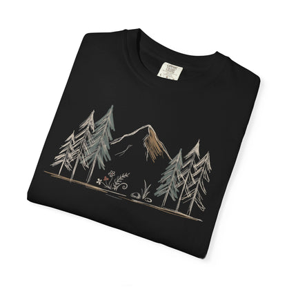 Into the Pines Mountain Sketch T-Shirt | Sloth & Duck -Black - Sloth & Duck