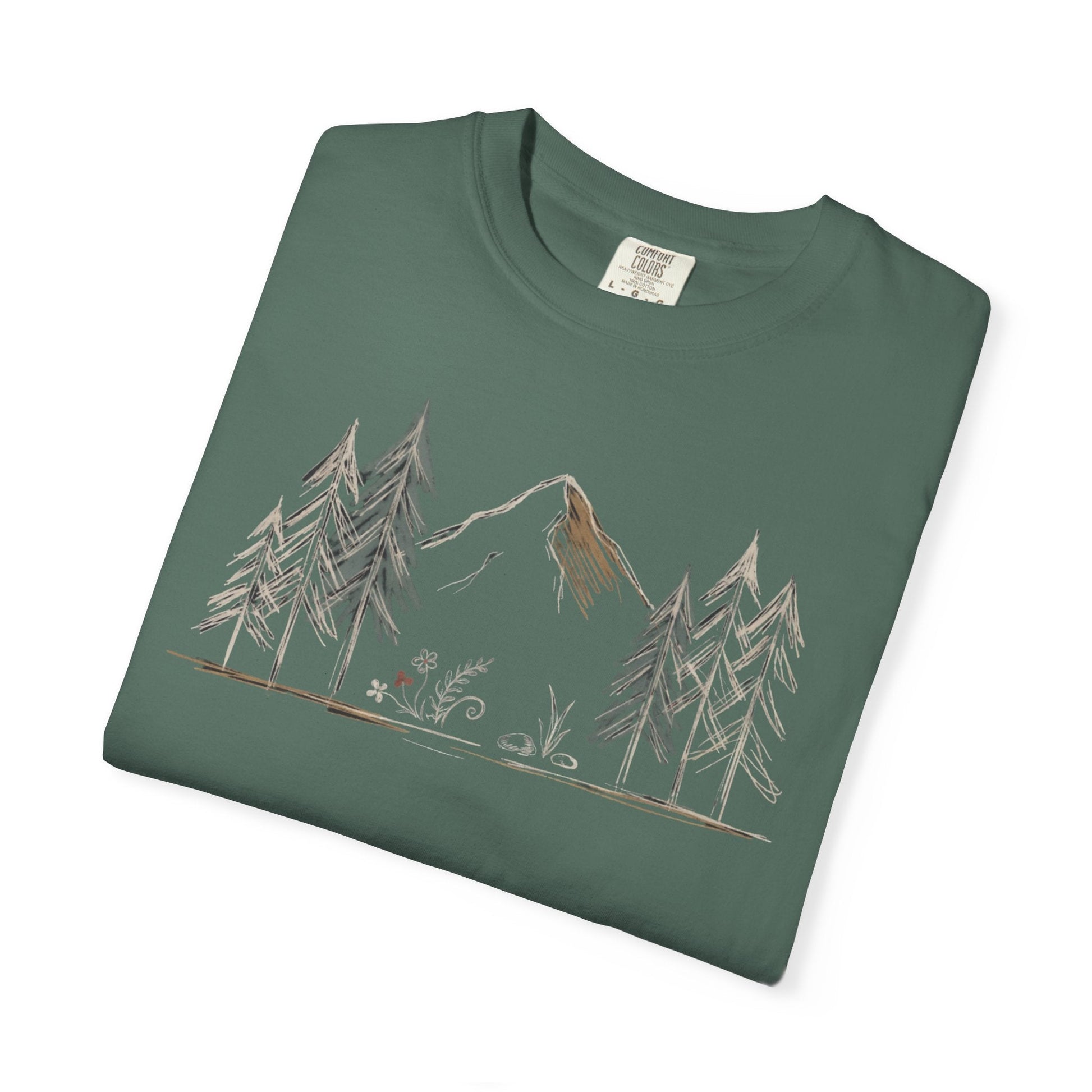 Into the Pines Mountain Sketch T-Shirt | Sloth & Duck -Blue Spruce - Sloth & Duck