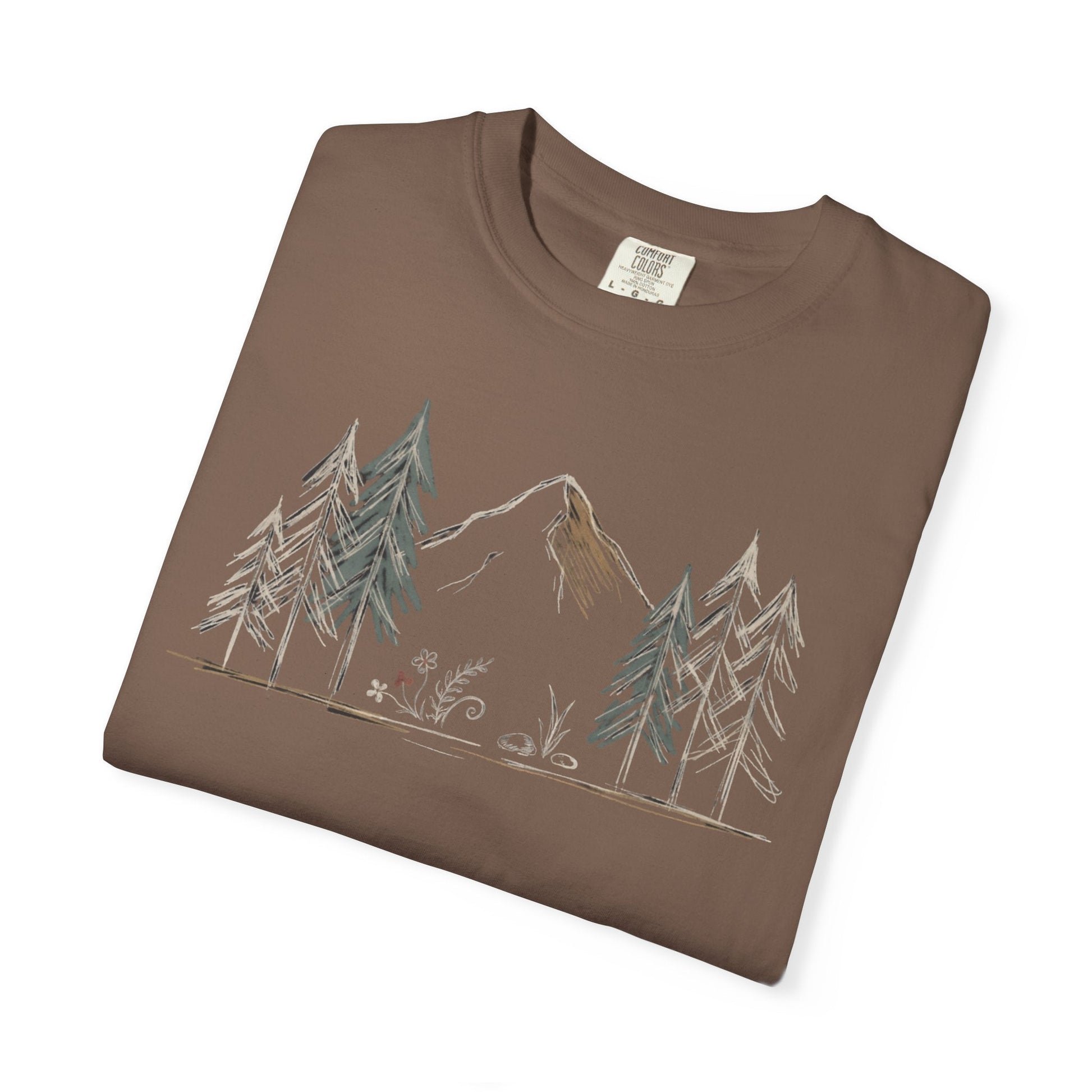Into the Pines Mountain Sketch T-Shirt | Sloth & Duck -Espresso - Sloth & Duck