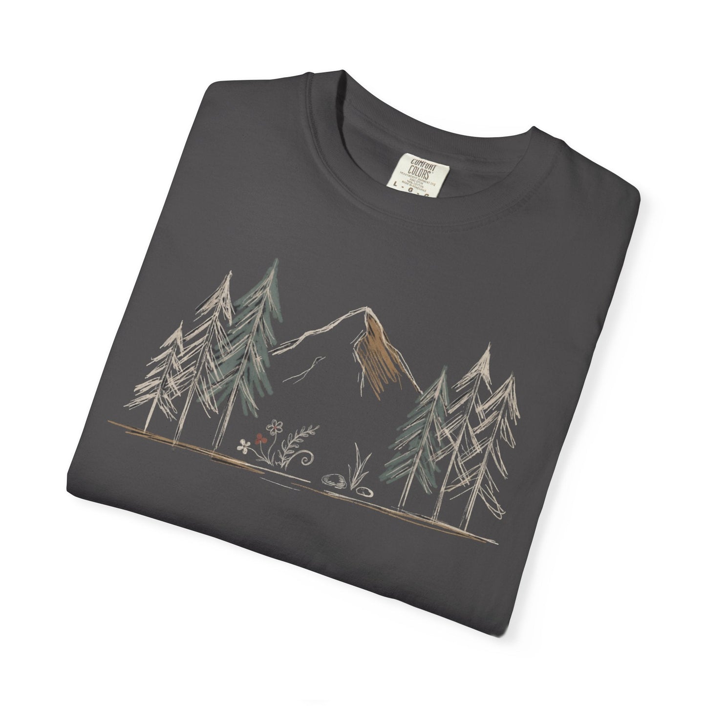 Into the Pines Mountain Sketch T-Shirt | Sloth & Duck -Graphite - Sloth & Duck