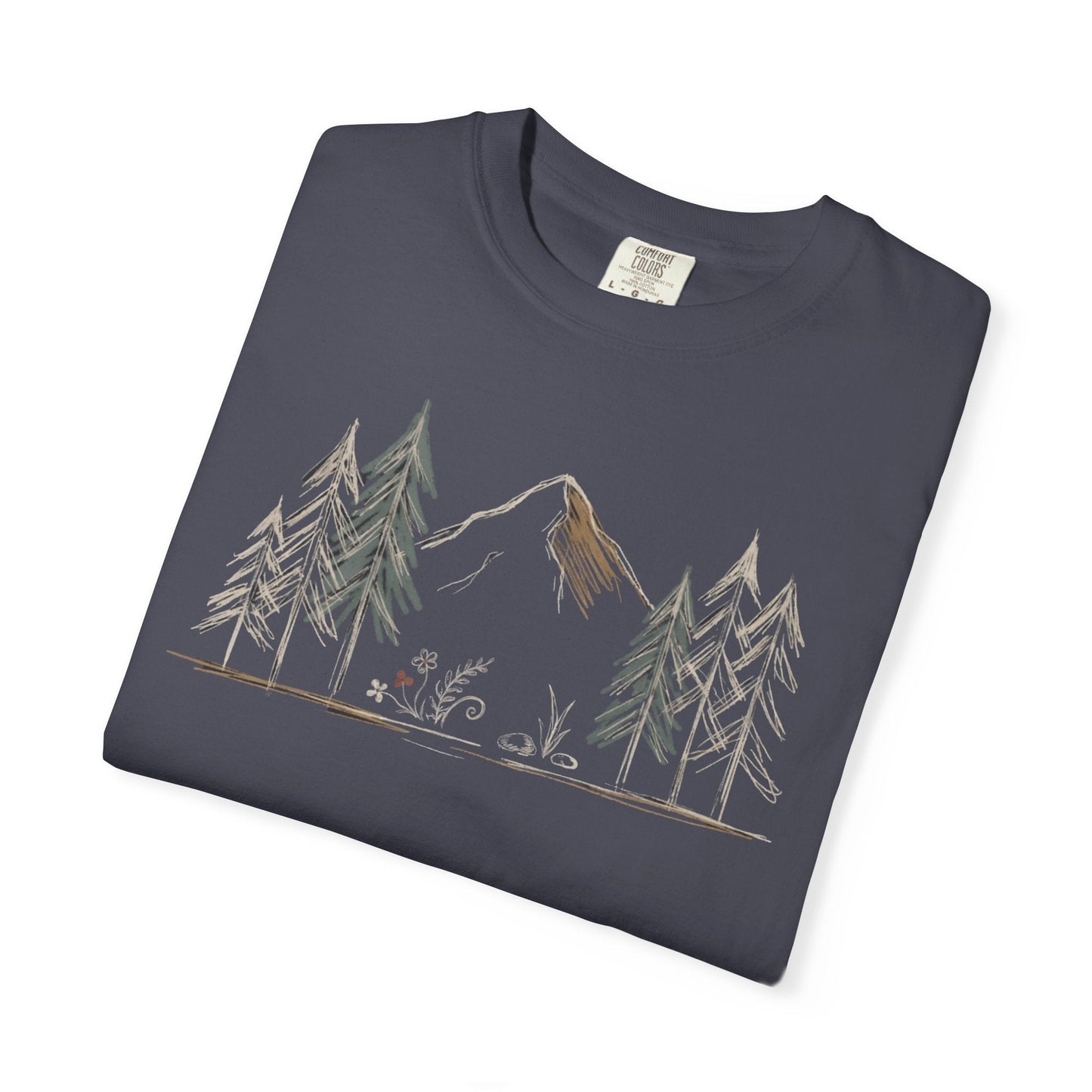 Into the Pines Mountain Sketch T-Shirt | Sloth & Duck -Navy - Sloth & Duck