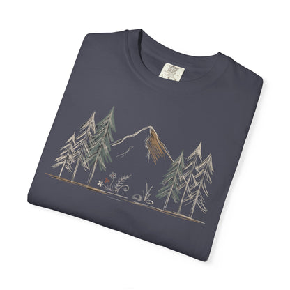 Into the Pines Mountain Sketch T-Shirt | Sloth & Duck -Navy - Sloth & Duck