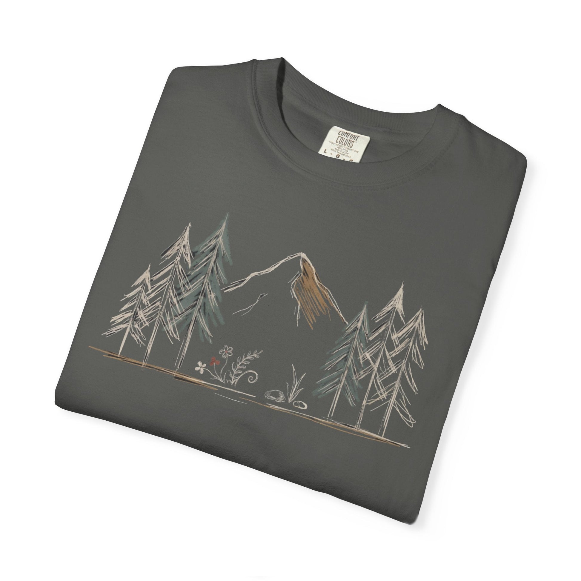 Into the Pines Mountain Sketch T-Shirt | Sloth & Duck -Pepper - Sloth & Duck