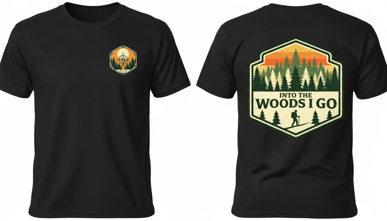 Into the Woods I Go Tee — Premium Vintage Mountain Graphic Shirt - White - Sloth & Duck