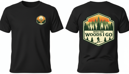 Into the Woods I Go Tee — Premium Vintage Mountain Graphic Shirt - White - Sloth & Duck