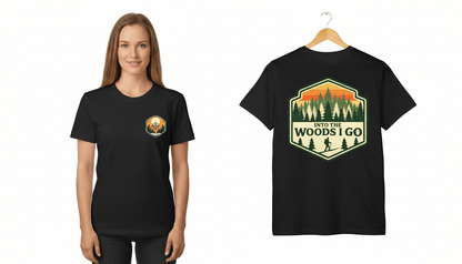 Into the Woods I Go Tee — Premium Vintage Mountain Graphic Shirt - White - Sloth & Duck
