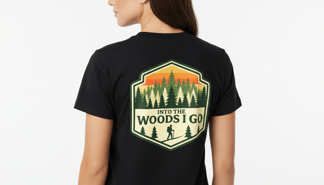Into the Woods I Go Tee — Premium Vintage Mountain Graphic Shirt - White - Sloth & Duck