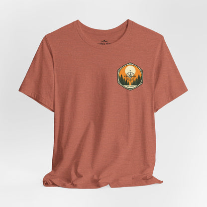 Into the Woods I Go Tee — Premium Vintage Mountain Graphic Shirt - Heather Clay - Sloth & Duck