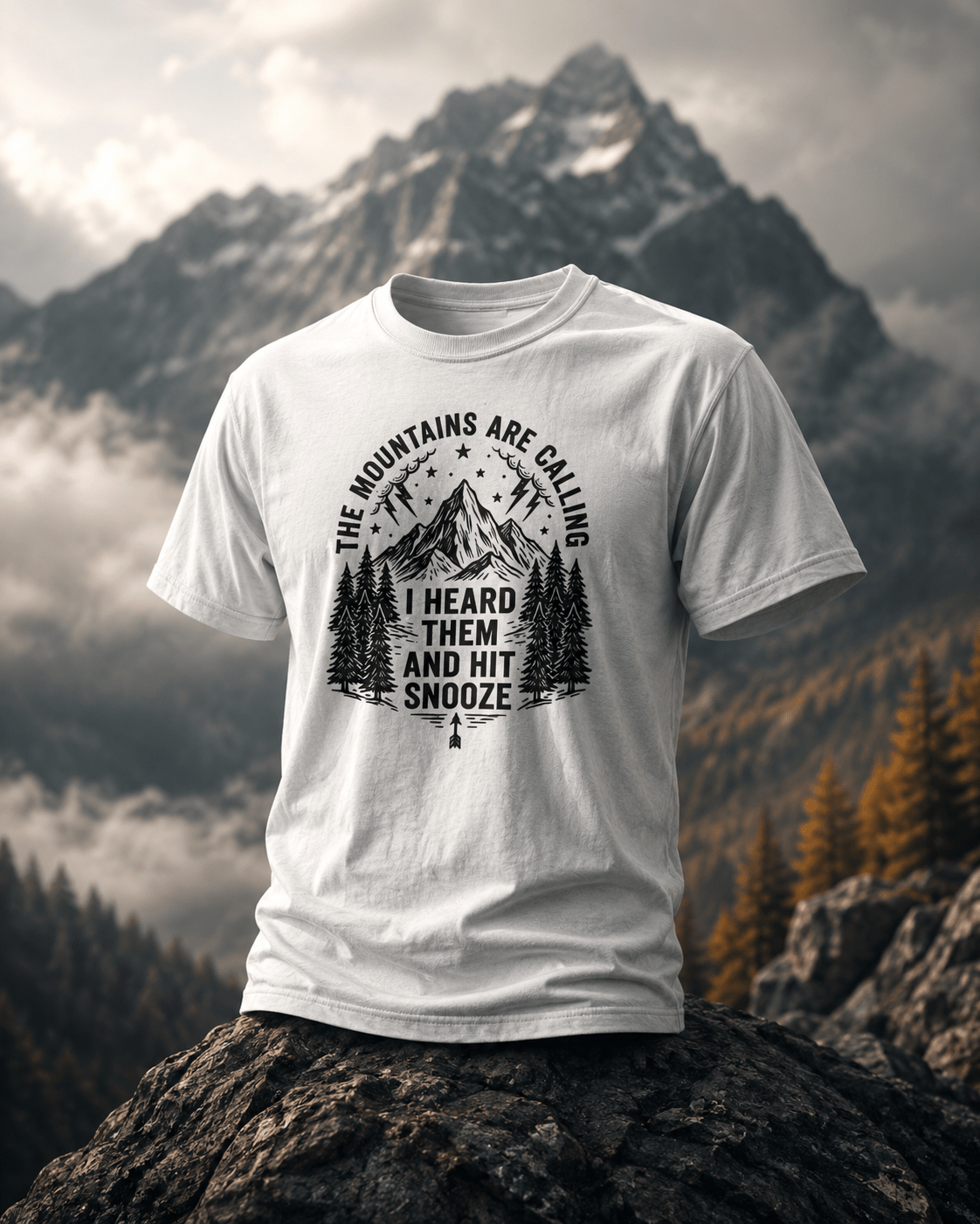Ironic Mountain Snooze Call T-Shirt - S - Sloth & Duck