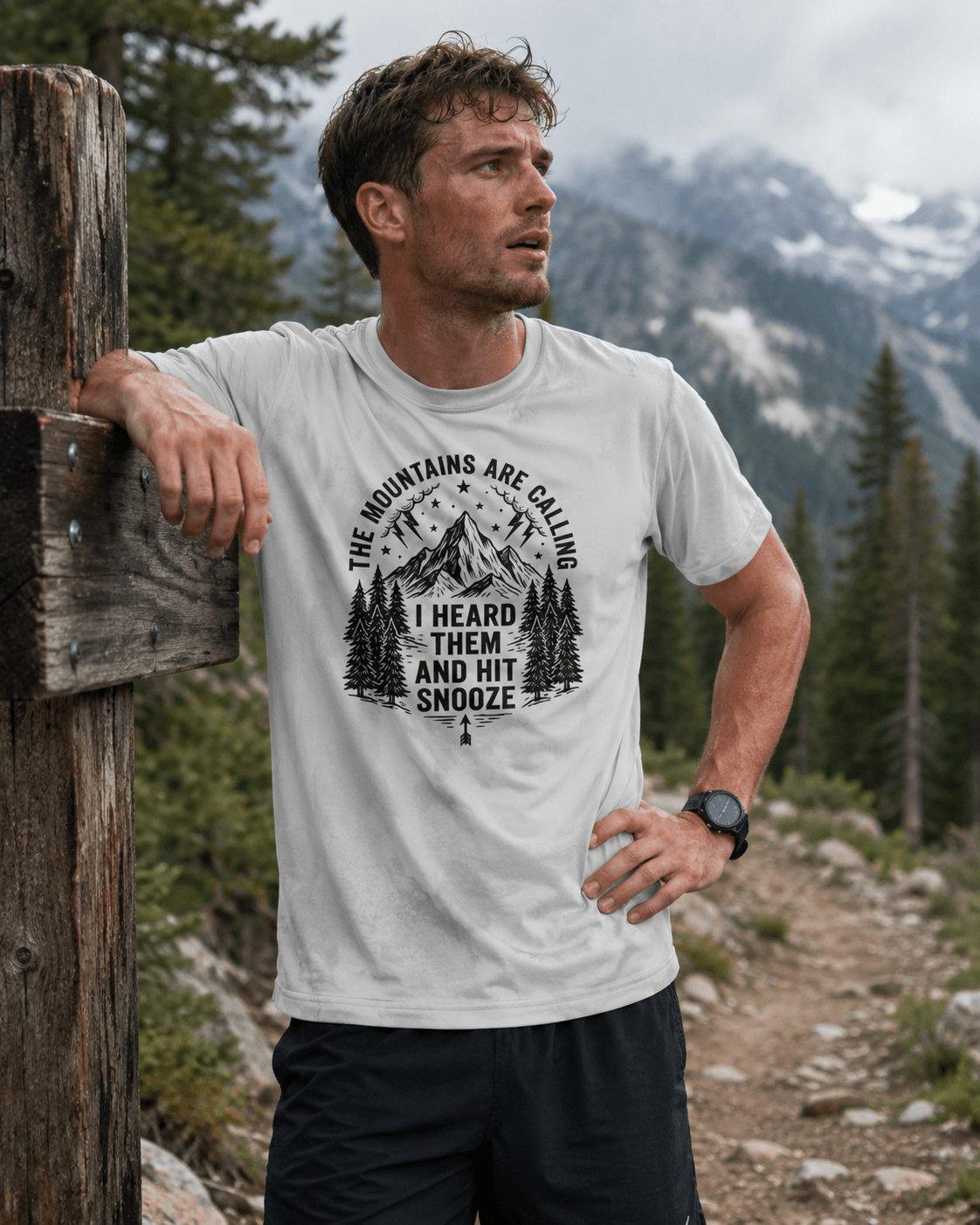 Ironic Mountain Snooze Call T-Shirt - S - Sloth & Duck
