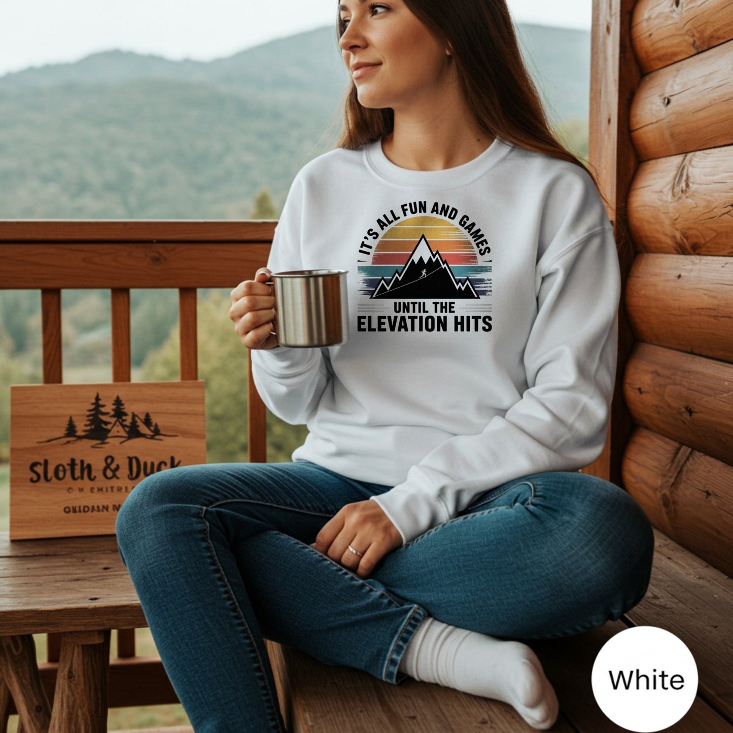 "It's All Fun And Games Until The Elevation Hits" Runners and Hikers Sweatshirt - S - Sloth & Duck