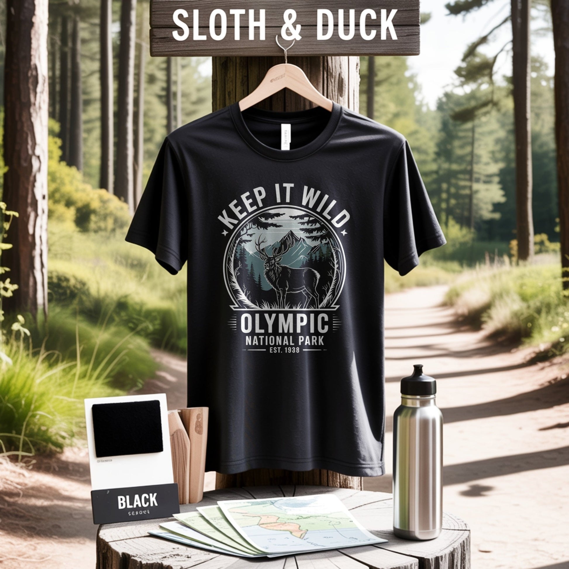 "Keep It Wild" Olympic National Park Deer Shirt - S - Sloth & Duck