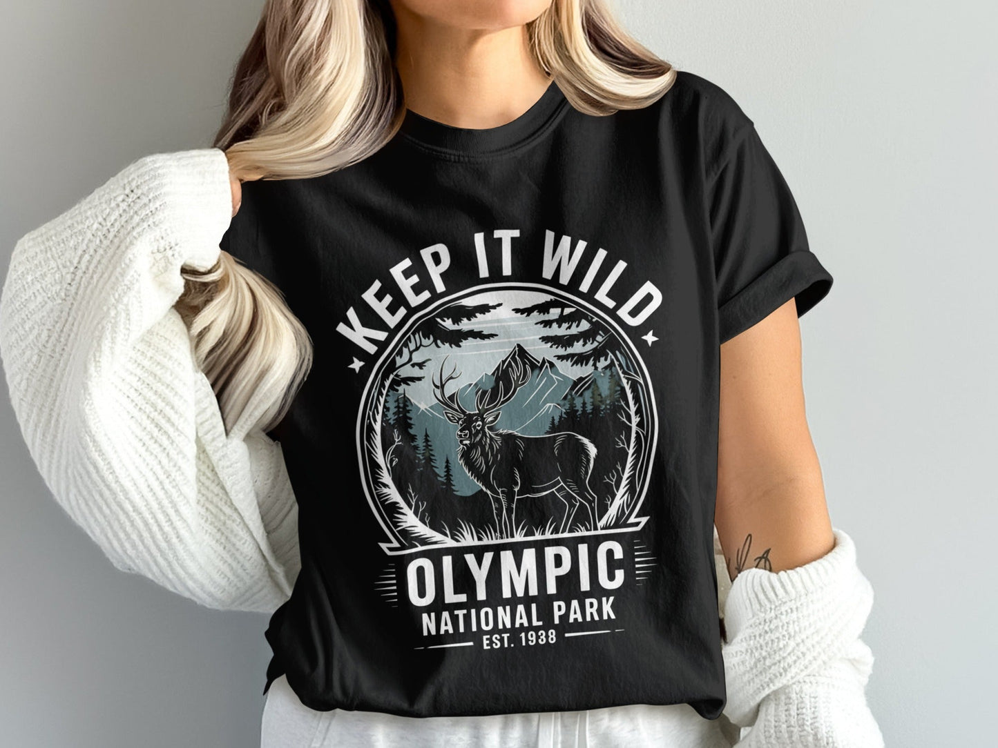 "Keep It Wild" Olympic National Park Deer Shirt - S - Sloth & Duck