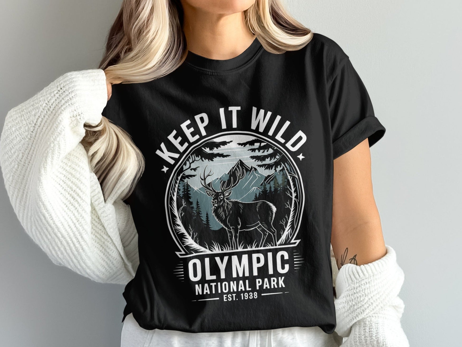 "Keep It Wild" Olympic National Park Deer Shirt - S - Sloth & Duck