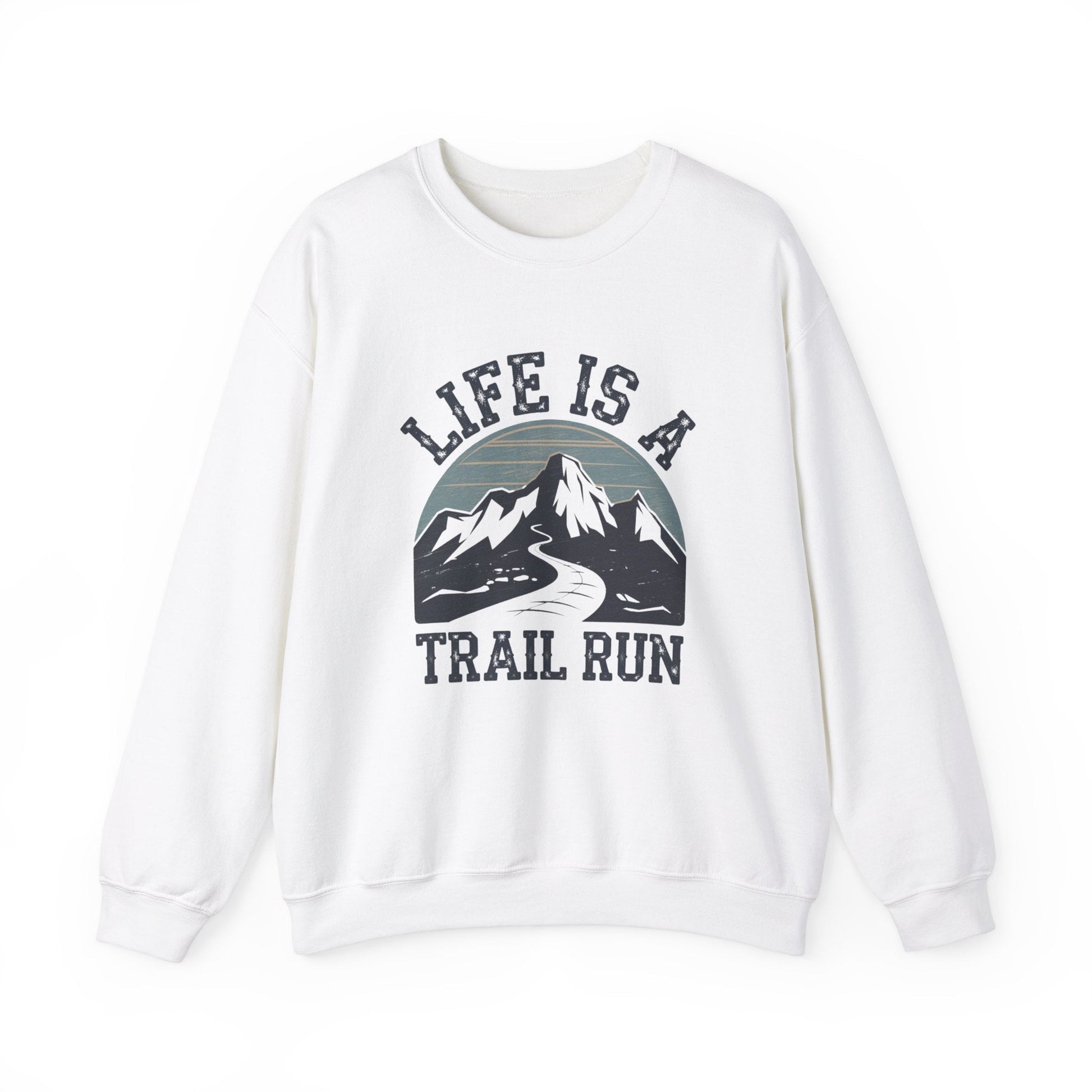 "Life Is A Trail Run" Sweatshirt - White - Sloth & Duck