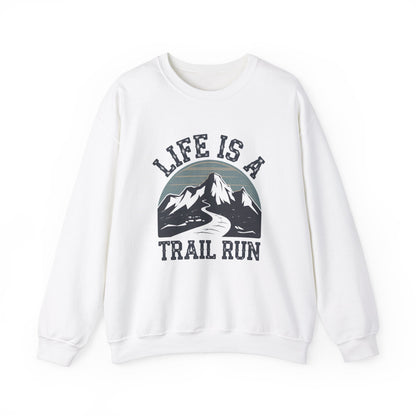 "Life Is A Trail Run" Sweatshirt - White - Sloth & Duck