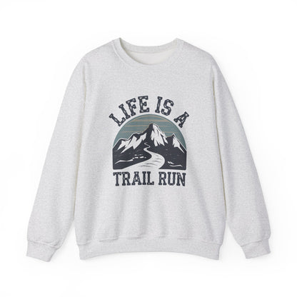 "Life Is A Trail Run" Sweatshirt - Ash - Sloth & Duck