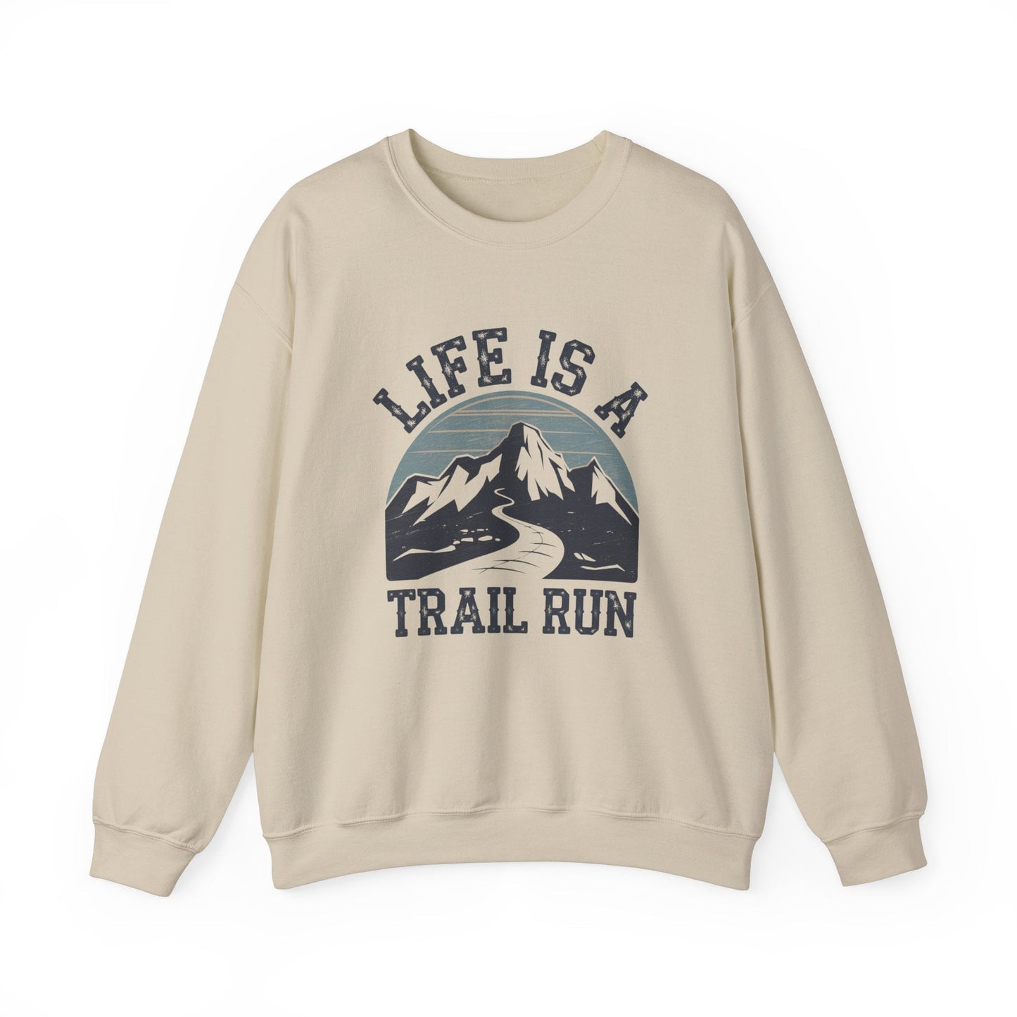 "Life Is A Trail Run" Sweatshirt - Sand - Sloth & Duck