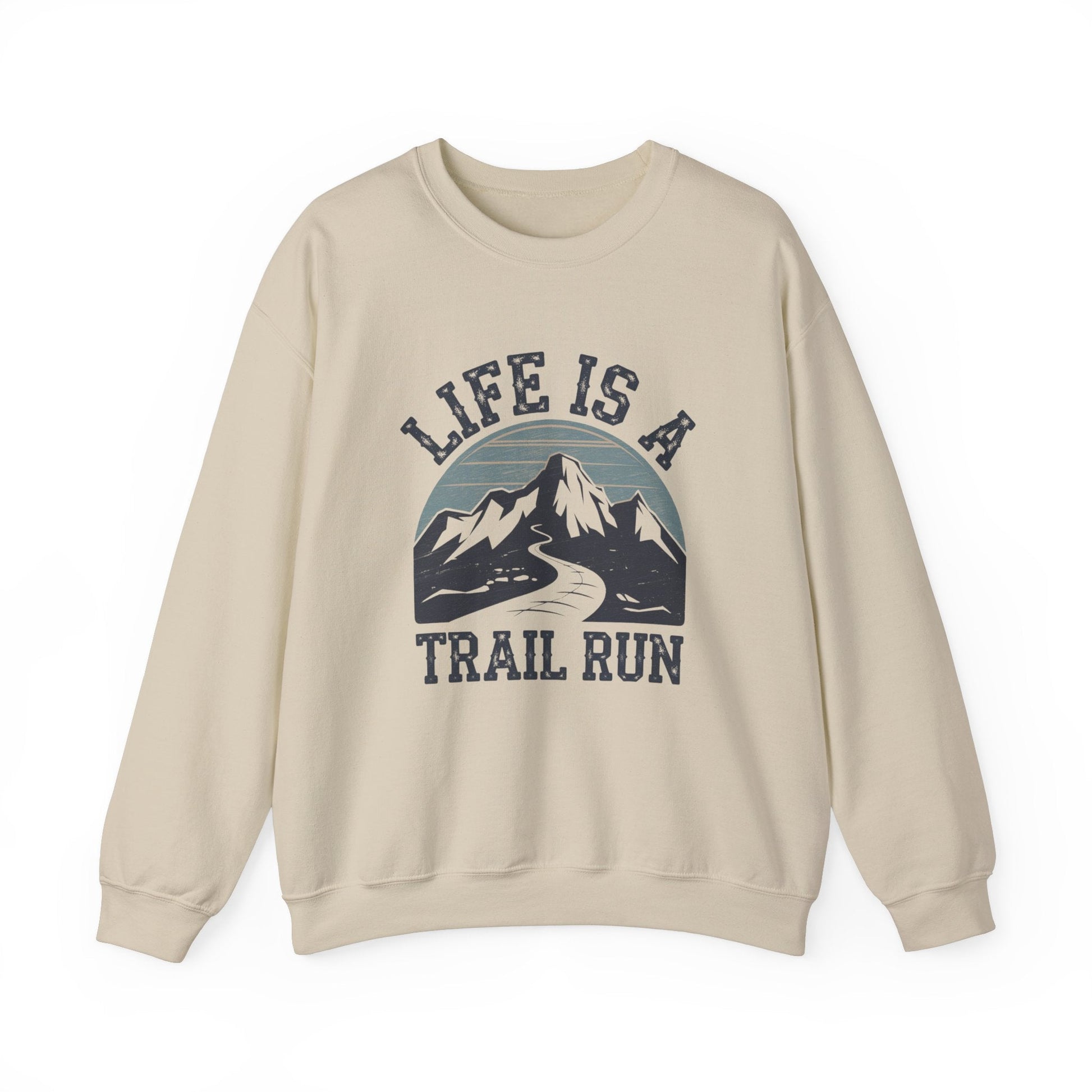 "Life Is A Trail Run" Sweatshirt - Sand - Sloth & Duck
