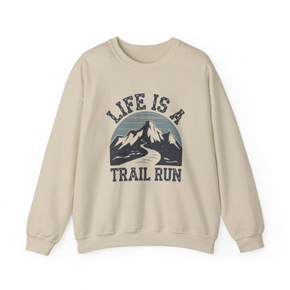 "Life Is A Trail Run" Sweatshirt - Sand - Sloth & Duck