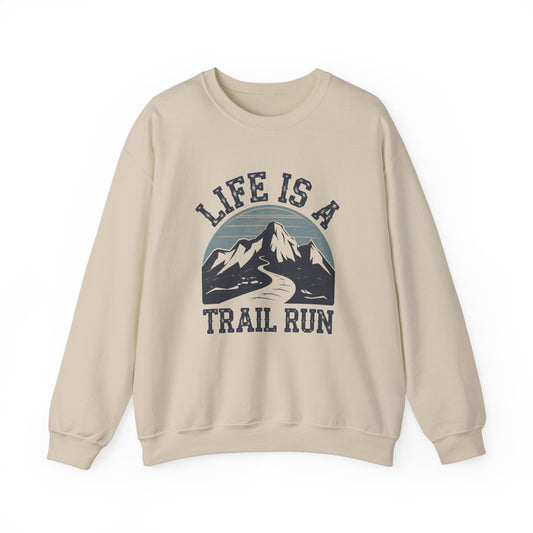 "Life Is A Trail Run" Sweatshirt - Sand - Sloth & Duck