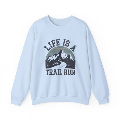 "Life Is A Trail Run" Sweatshirt - Light Blue - Sloth & Duck