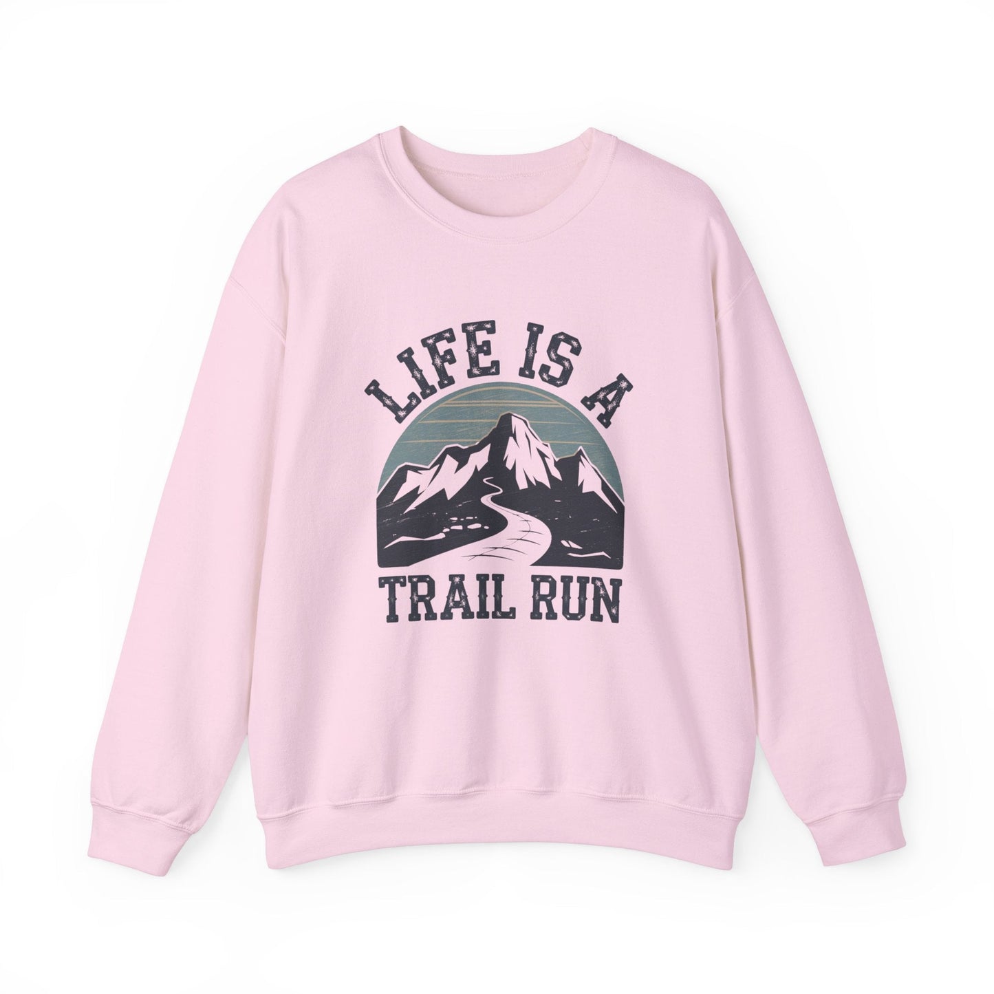 "Life Is A Trail Run" Sweatshirt - Light Pink - Sloth & Duck