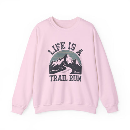 "Life Is A Trail Run" Sweatshirt - Light Pink - Sloth & Duck