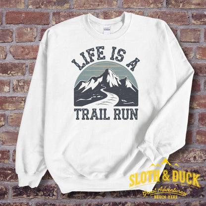 "Life Is A Trail Run" Sweatshirt - Sport Grey - Sloth & Duck