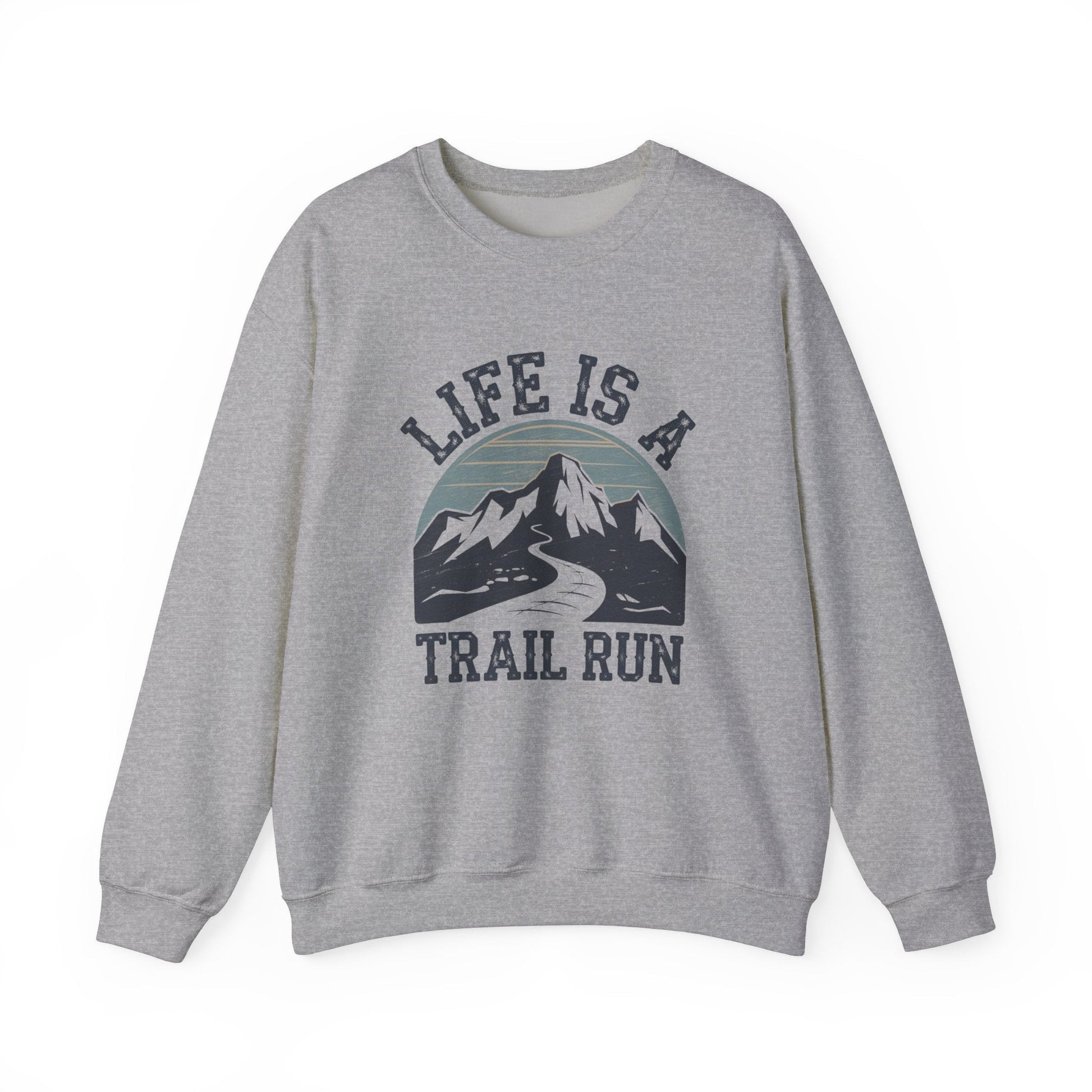 "Life Is A Trail Run" Sweatshirt - Sport Grey - Sloth & Duck