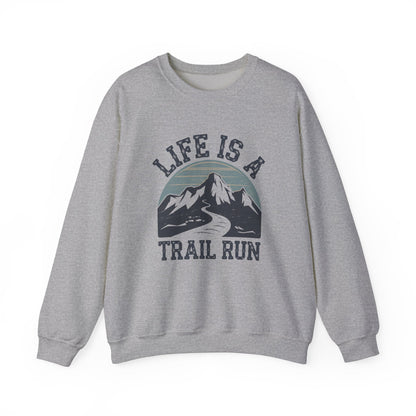"Life Is A Trail Run" Sweatshirt - Sport Grey - Sloth & Duck